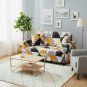 Anyseat 2-Seater Sofa Cover, Yellow White Geometric, Elastic Stretch, Slipcover