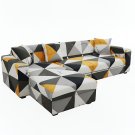 Anyseat 4-Seater Sofa Cover, Yellow White Geometric, Elastic Stretch, Slipcover