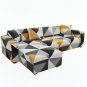 Anyseat 4-Seater Sofa Cover, Yellow White Geometric, Elastic Stretch, Slipcover