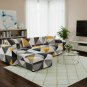 Anyseat 4-Seater Sofa Cover, Yellow White Geometric, Elastic Stretch, Slipcover