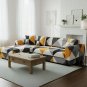 Anyseat 4-Seater Sofa Cover, Yellow White Geometric, Elastic Stretch, Slipcover