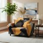 Anyseat 1-Seater Sofa Cover, Golden Yellow Geometric, Elastic Stretch, Slipcover