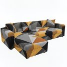 Anyseat 4-Seater Sofa Cover, Golden Yellow Geometric, Elastic Stretch, Slipcover