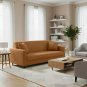 Anyhouz 3-Seater Sofa Cover, Plain Caramel, Elastic Stretch, Slipcover