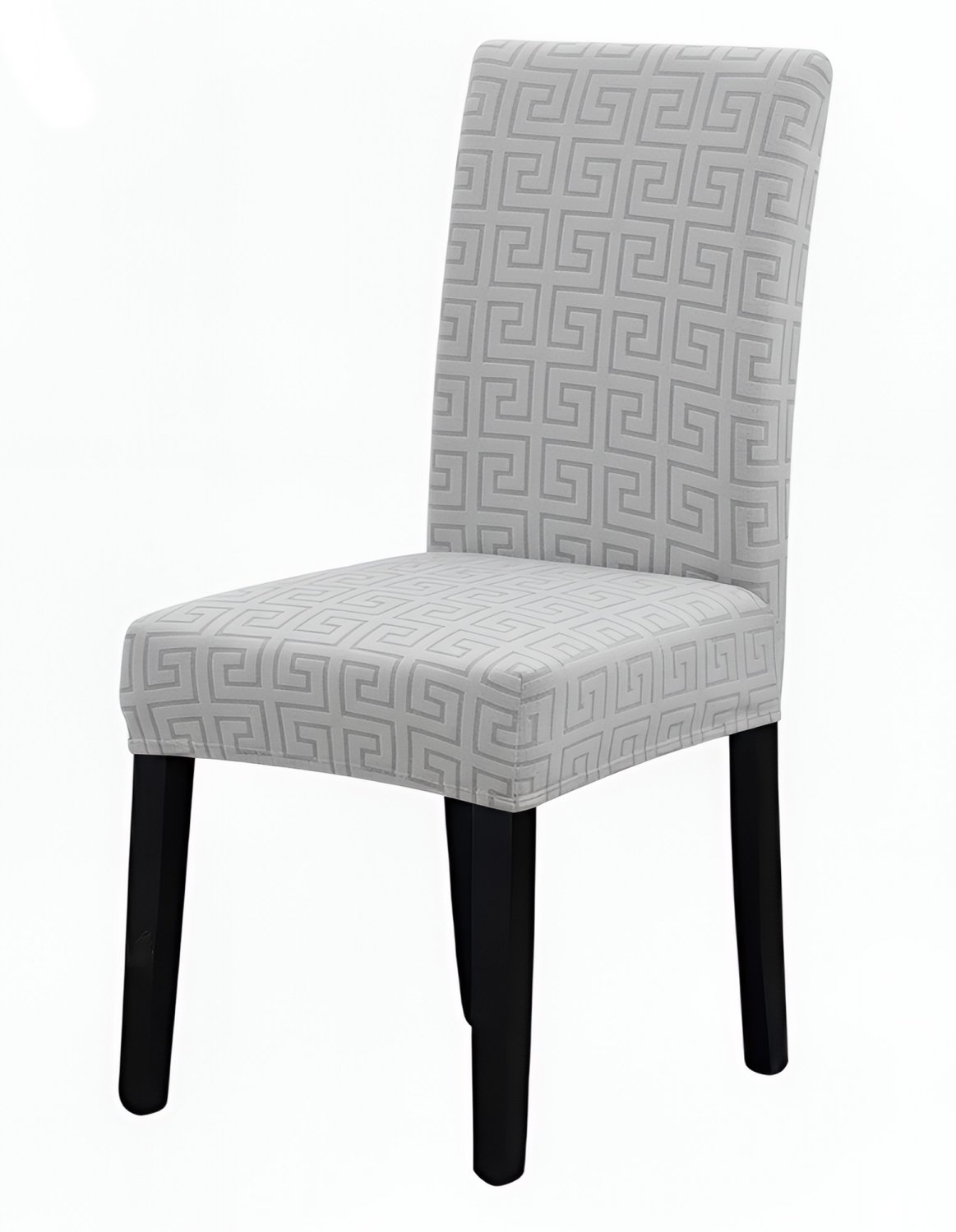 Anyseat Chair Cover, Light Grey Square Geometric, Elastic, Dining & Event Use