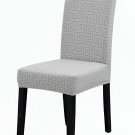 Anyseat Chair Cover, Light Grey Square Geometric, Elastic, Dining & Event Use