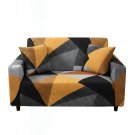Anyseat 2-Seater Sofa Cover, Golden Yellow Geometric, Elastic Stretch, Slipcover