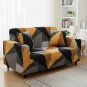 Anyseat 2-Seater Sofa Cover, Golden Yellow Geometric, Elastic Stretch, Slipcover