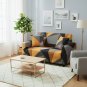 Anyseat 2-Seater Sofa Cover, Golden Yellow Geometric, Elastic Stretch, Slipcover
