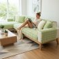 Anyseat Sofa Cover, Light Green, Rabbit Plush Bubble Velvet, Non-Slip L-Shape