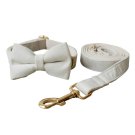 ANYWAGS Velvet Bow Dog Collar & Leash Set, White Rope, Harness, Training & Walking
