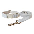 ANYWAGS Dog Collar Leash Set– White Rope Lead for Training & Walking