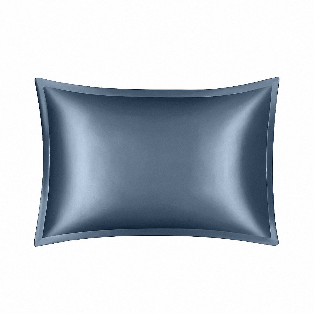 ANYHOUZ Blue Gray Pure Silk Pillowcase, XL/L/S, Soft Smooth Luxury Bedding