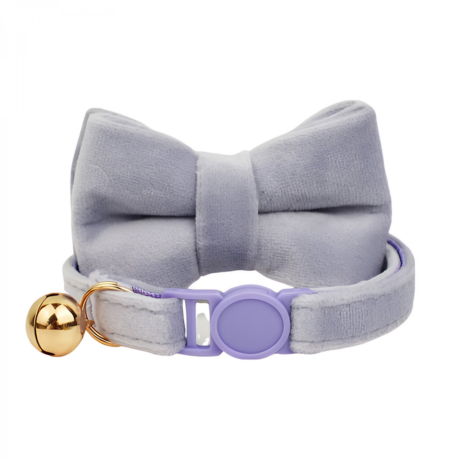 Anypet Stylish Light Purple Bow Cat Collar &acirc;�� Large Size with Safety Buckle, Bell & Durable Strap