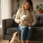 Anypet Large Khaki Pet Carrier Backpack, Embroidered, Spacious for Small Dogs & Cats