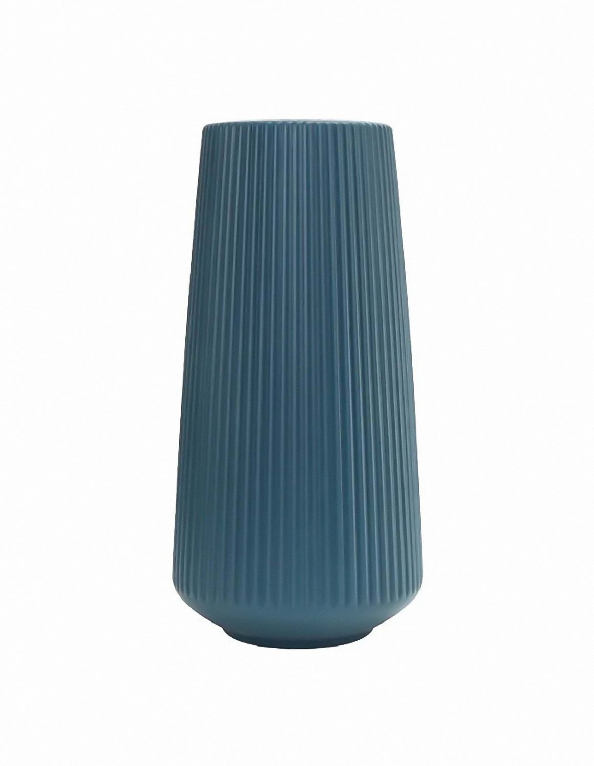 ANYDECO Flower Vase Blue Large Ribbed Nordic Style Pot Living Room Decor