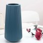 ANYDECO Flower Vase Blue Large Ribbed Nordic Style Pot Living Room Decor