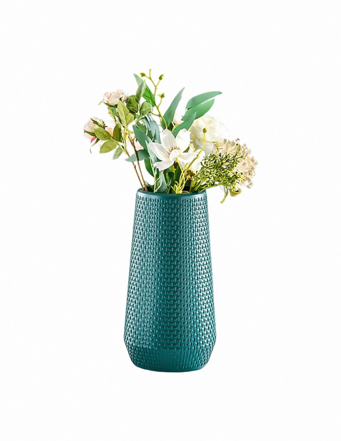 ANYDECO Flower Vase Blue Large Nordic Plastic Pot Living Room Decor
