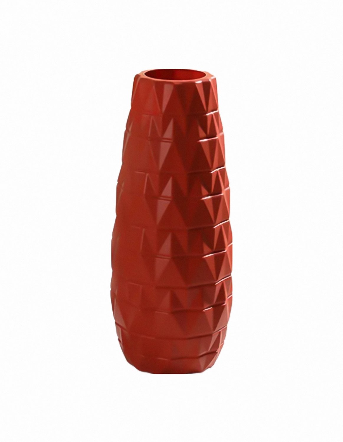 ANYDECO Flower Vase Coral Red Large Nordic Plastic Floral Pot Home Decor
