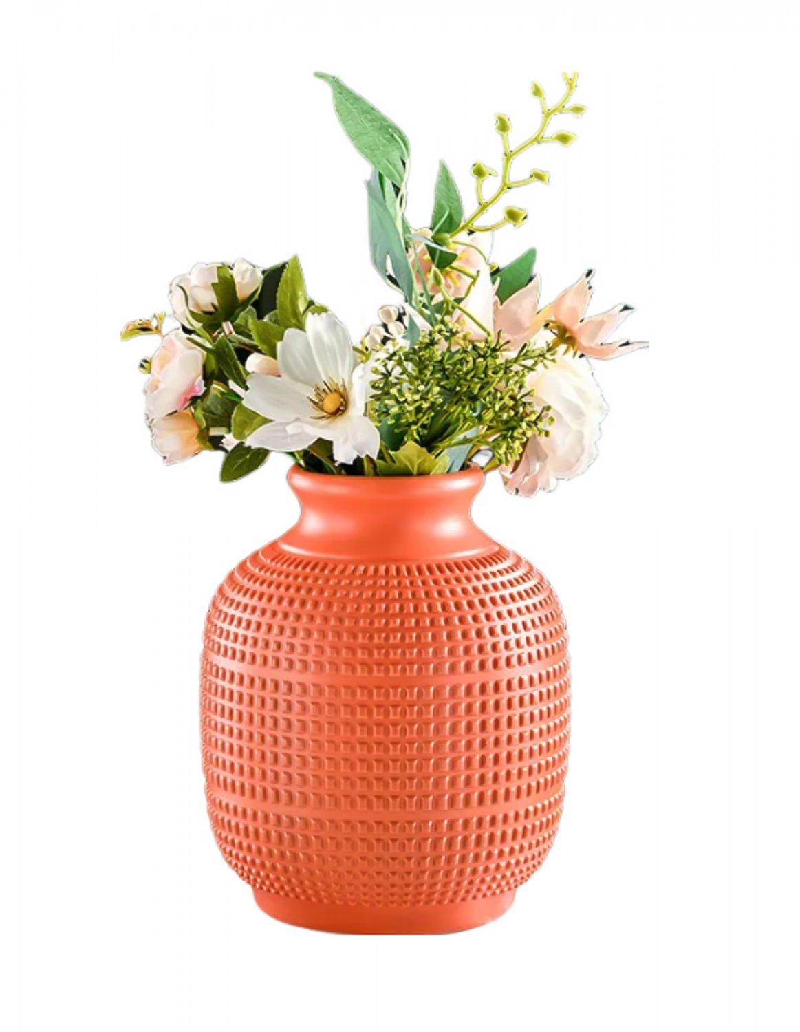 ANYDECO Flower Vase Coral Red Medium Nordic Plastic Pot Home Decor
