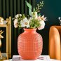 ANYDECO Flower Vase Coral Red Medium Nordic Plastic Pot Home Decor