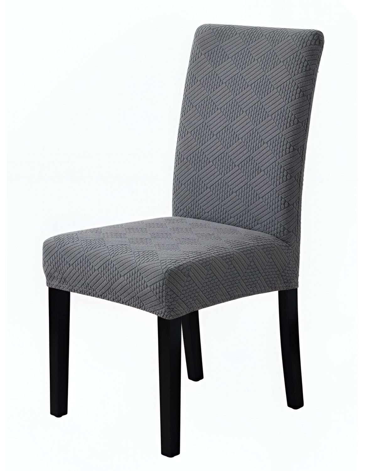 Anyseat Chair Cover, Dark Grey Checkered Line Design, Elastic Stretch, Anti-Dirt, Dining & Events