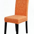 Anyseat Chair Cover, Orange Floral Knitted Design, Elastic Stretch, Anti-Dirt, Dining & Events