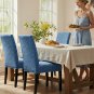 Anyseat Chair Cover, Blue Floral Knitted Design, Elastic Stretch, Anti-Dirt, Dining & Events
