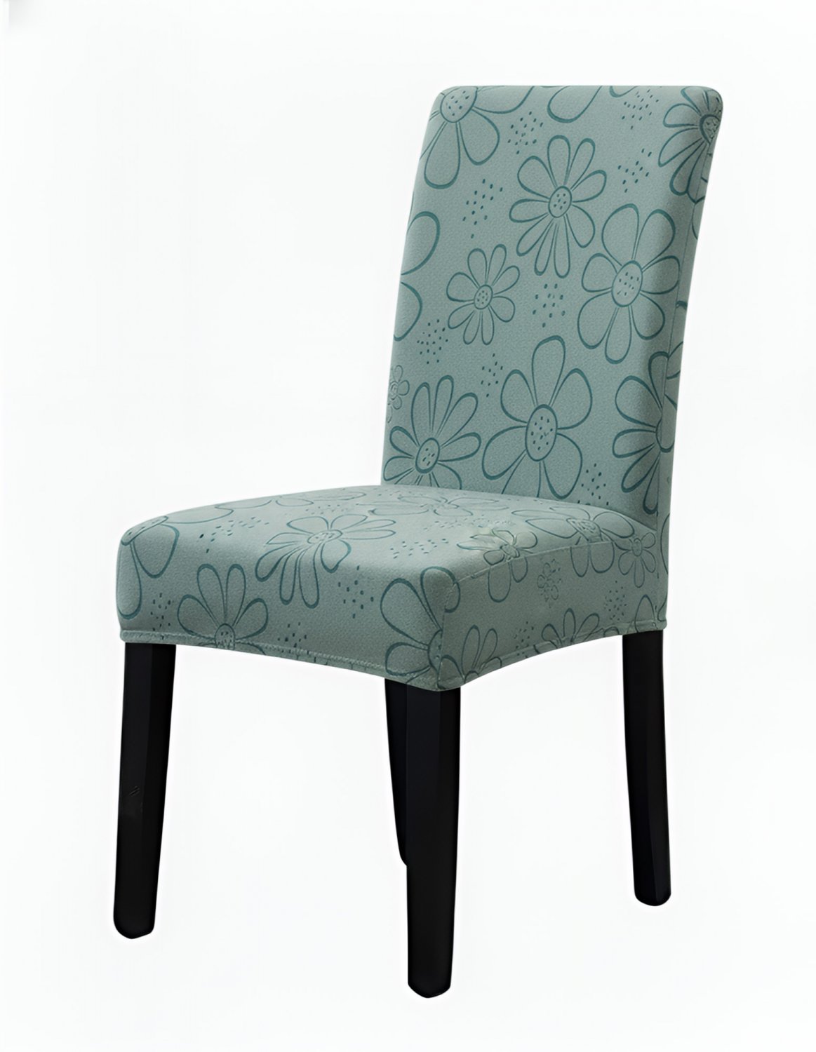 Anyseat Chair Cover, Light Green Floral Knitted Design, Elastic Stretch, Anti-Dirt, Dining & Events