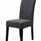 Anyseat Chair Cover, Dark Grey Floral Knitted Design, Elastic Stretch, Anti-Dirt, Dining & Events