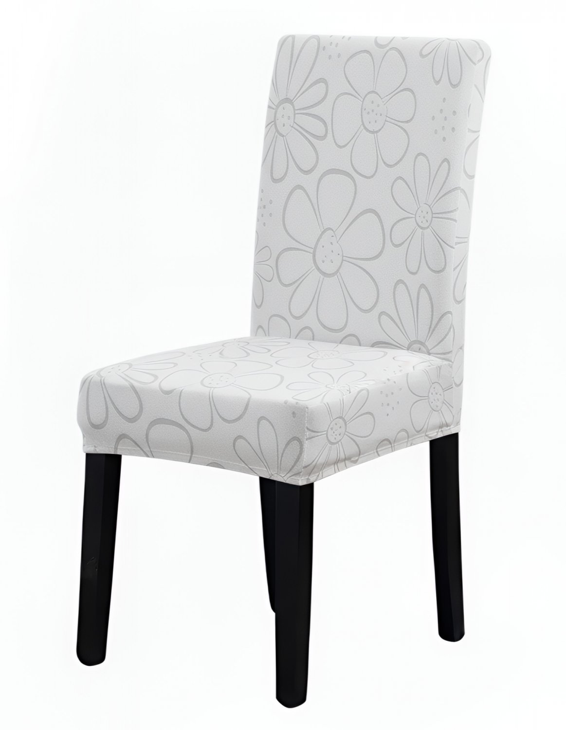 Anyseat Chair Cover, Light Grey Floral Knitted Design, Elastic Stretch, Anti-Dirt, Dining & Events