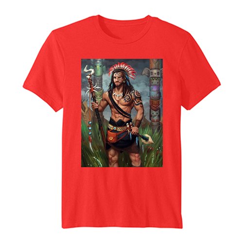 Heavy Cotton Men T-Shirt Warrior Borneo#YS6