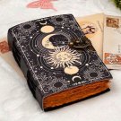 leather diary Notebook Leather Journal Celestial Sun & moon Handmade Size - 7 x 5 in