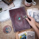 leather diary Notebook Leather Journal  Semi-Precious Stone - Unlined Recycled Size - 7 x 5 in