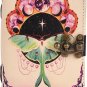 Leather diary Notebook Leather Journal Vintage Paper Pink Luna Moth Spell Book Size - 7 x 5 in