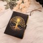 Black Leather diary Notebook Leather Vintage paper, Tree & Moon Printed design Size - 7 x 5 in