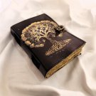 Leather diary Notebook Leather Vintage paper, Golden Tree Printed design Size - 7 x 5 in