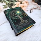 Leather diary,Leather Journal,Vintage paper, Tree & Moon Printed design,Size - 7 x 5 in