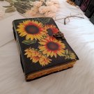 Leather diary,Leather Journal,Vintage paper, Sunflower Printed design,Size - 7 x 5 in