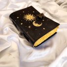 Leather diary,Leather Journal,Vintage paper, Half Moon & Sun Printed design,Size - 7 x 5 in