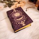 Leather diary,Leather Journal,Vintage paper, Sun & Moon Printed design,Size - 7 x 5 in