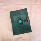 Blue Leather diary, Normal Paper, Stone with Embossed design,Leather Journal Size - 7 x 5 in