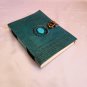 Blue Leather diary, Normal Paper, Stone with Embossed design,Leather Journal Size - 7 x 5 in