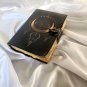 Handmade,Leather diary, Vintage paper, Gold Crescent Moon & Stars Printed design, Size - 7 x 5 in