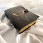 Handmade,Leather diary, Vintage paper, Gold Crescent Moon & Stars Printed design, Size - 7 x 5 in