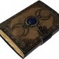 Handmade, Leather diary, Vintage Paper, Stone with Triple Moon Embossed design Size - 7 x 5 in