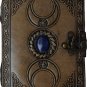 Handmade, Leather diary, Vintage Paper, Stone with Triple Moon Embossed design Size - 7 x 5 in