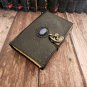 Black Handmade, Leather diary, Vintage Paper, Stone with Triple Moon Embossed design Size - 7 x 5 in