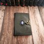 Black Handmade, Leather diary, Vintage Paper, Stone with Triple Moon Embossed design Size - 7 x 5 in