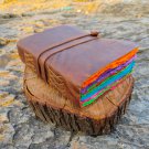Handmade,Leather diary, Vintage multi colour paper, , Size - 7 x 5 in